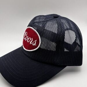 Coors x Huckberry Mesh Trucker‎ Hat Navy Red Felt Patch Adjustable Snapback